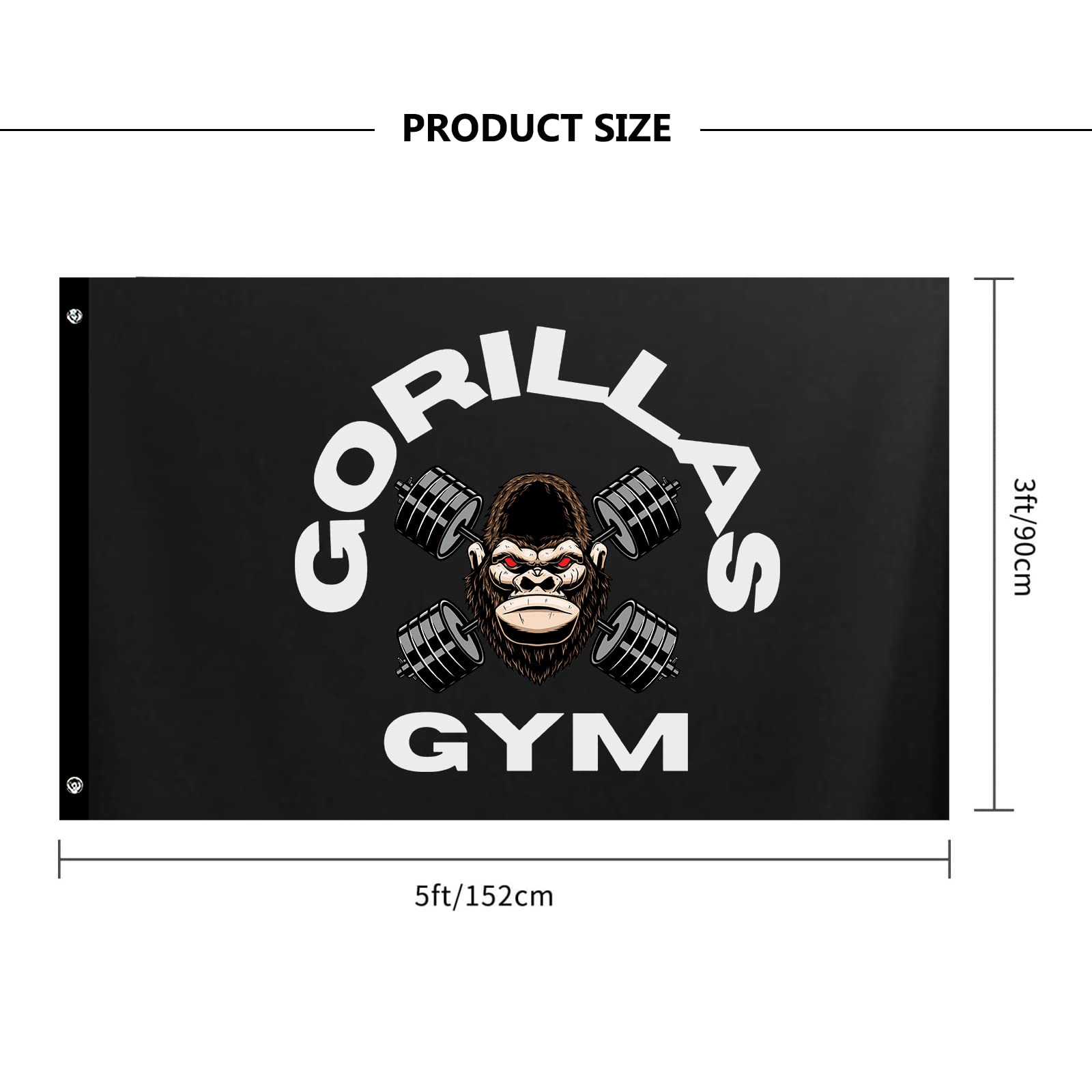 Lustige Gorilla-Flagge 90x150 Cm – Motivierend, Aus Polyester, Mit Messingösen, Für Fitnessstudio, Büro, Zimmer