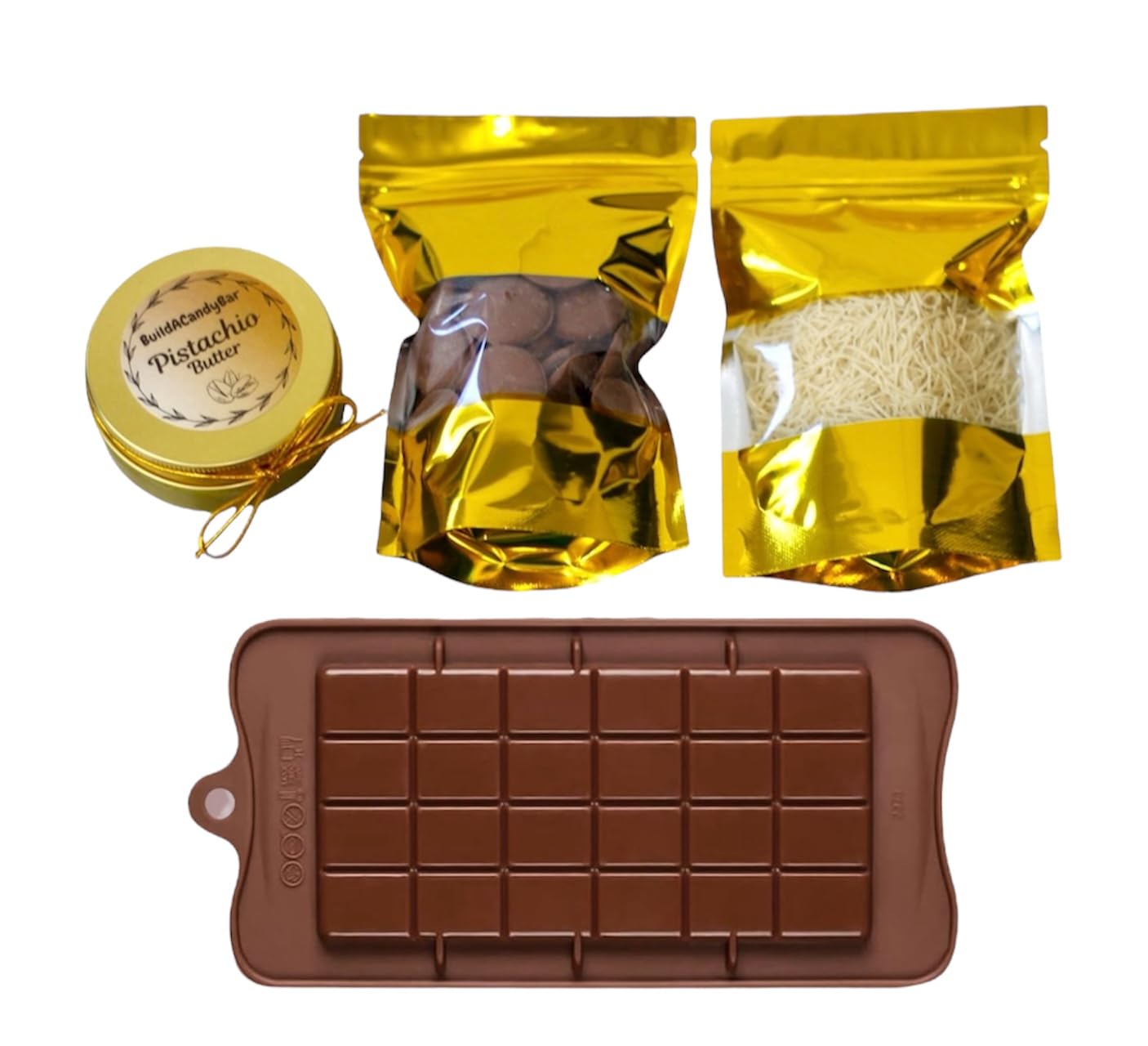 DIY Dubai Pistachio Chocolate Bar Making Kit (Makes 2 Bars) Pistachio Butter, Knafeh/Phyllo Dough, Chocolate Incuded Complete Set