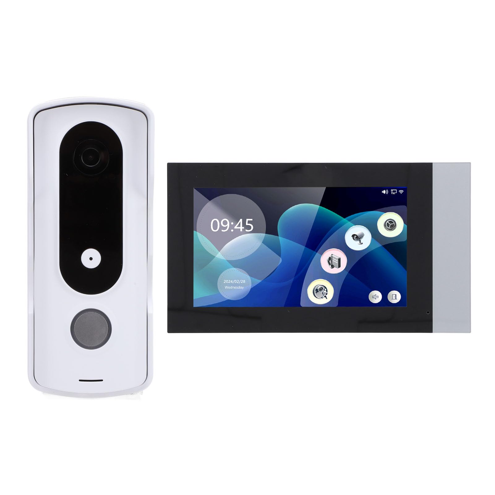 Pongnas Videocitofono Wireless, Touch Screen 2 MP 7 Pollici, Visione Notturna Bidirezionale, Protezione IP65, Adatto per Appartamenti e Ville, Compatibile con L'app (Spina europea)