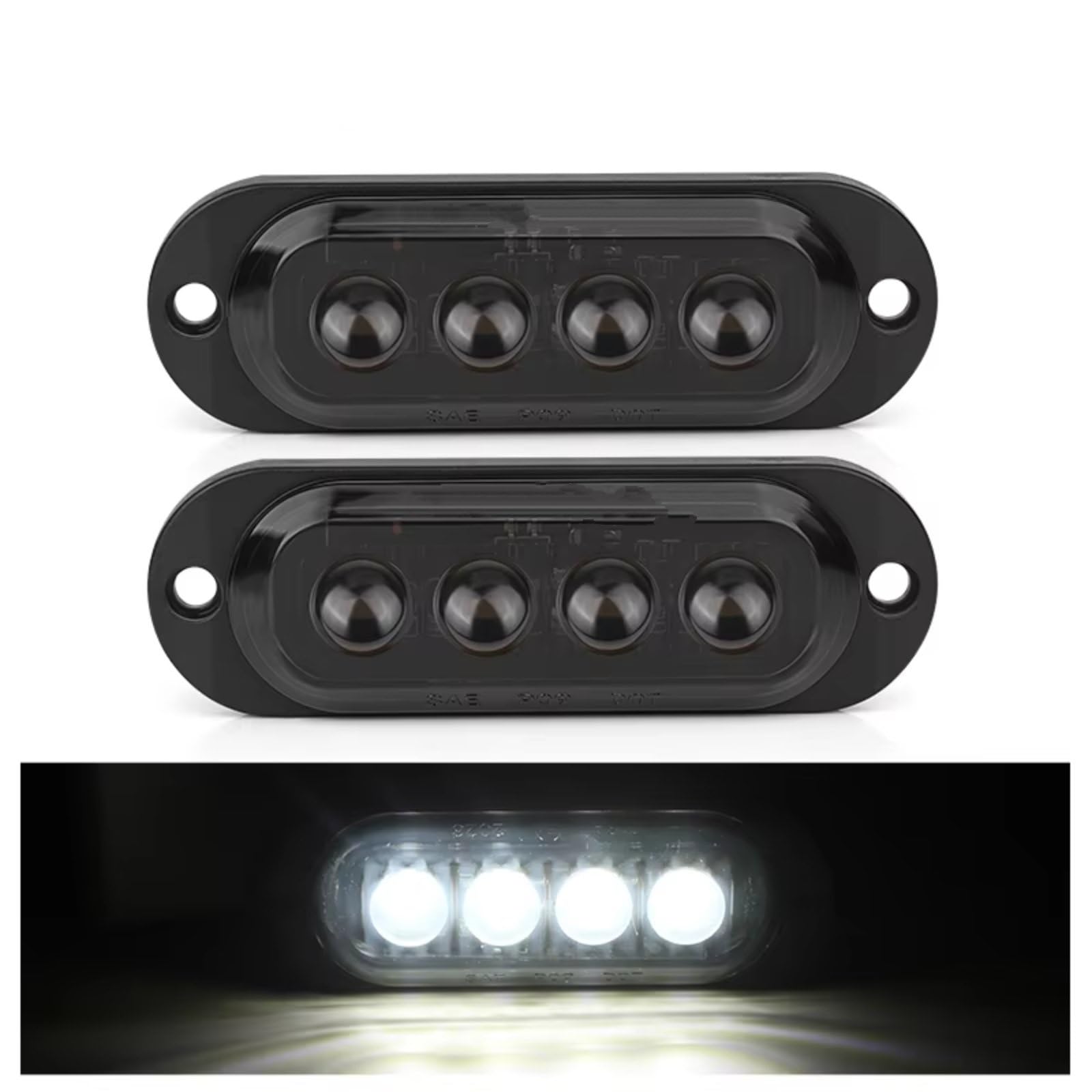Gruppo Ottico Posteriore Per auto bus SUV camion rimorchio RV 12V 24V camion laterale Clearance Marker Lamp Warning Tail Lights LED Side Marker Lamp Indicator Fanale Posteriore(2pcs 4led White)