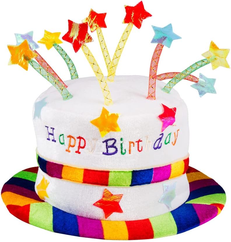 Boland Happy Birthday Hat, Multicoloured, Birthday Novelty Headwear, Dress Up For Birthday, For Men and Women, Unisex, Rainbow, Birthday Cake, One Size