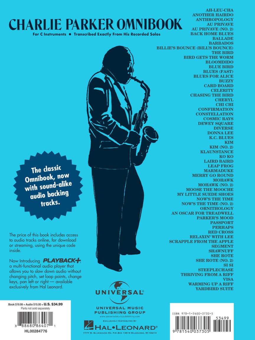 Charlie Parker Omnibook: C Instruments Edition, Transcribed Solos with Downloadable Audio