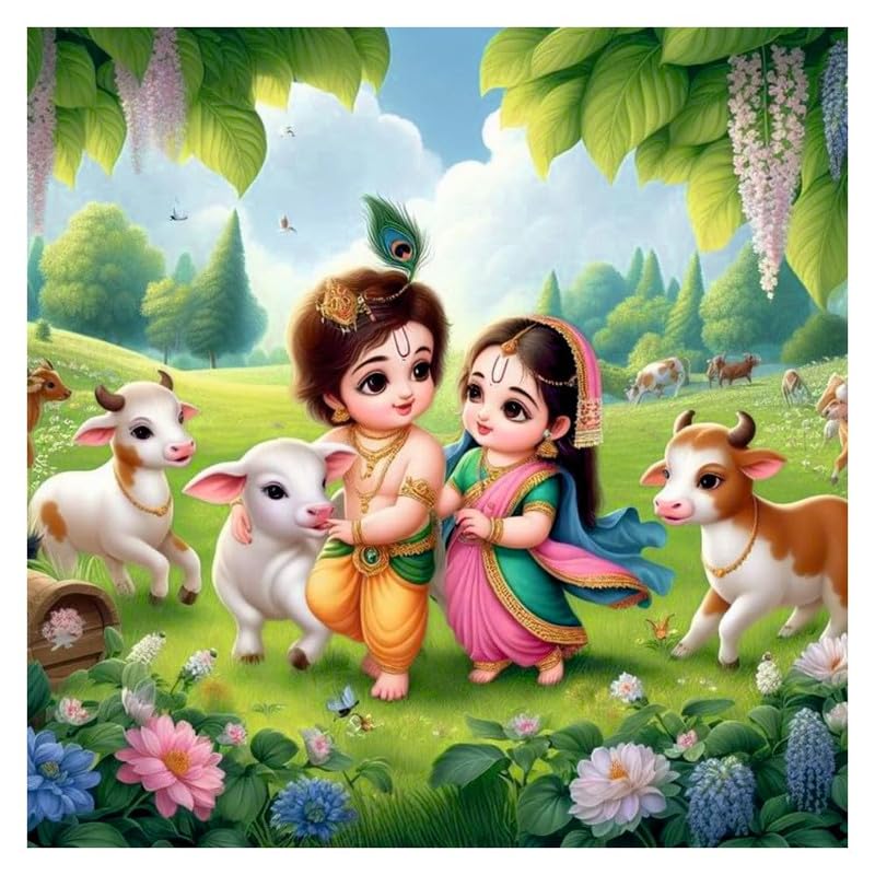 Image of British Terminal Cute little Bal Gopal Baby God Krishna| Kanha Ji | Laddu Lord Makhan Chor Painting Religious Poster for Pregnant Women for wall (matt thin vinyl,sticker,multicolor,unframed)| bj317