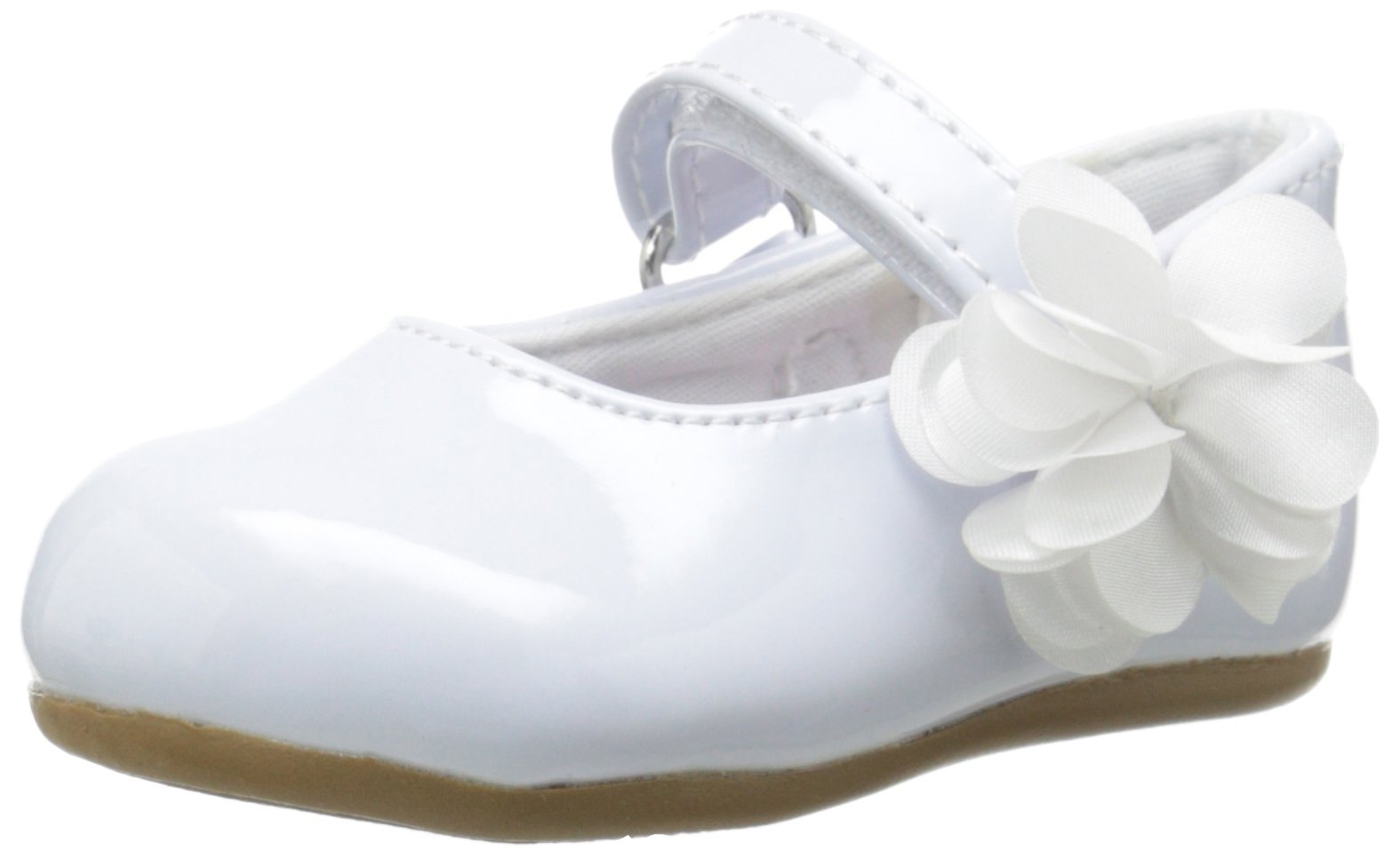 Baby Deer Girls' Mary Jane Skimmer First Walker Shoe, White, 3 M US Toddler