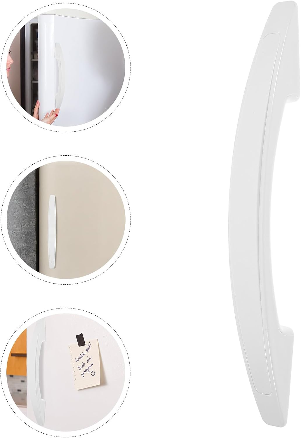 LABRIMP Universal Refrigerator Door Handle Replacement, Nonslip Plastic Freezer Door Pull with Mounting Screws, Heavy Duty Fridge Repair Part for Commercial and Home Freezers, White