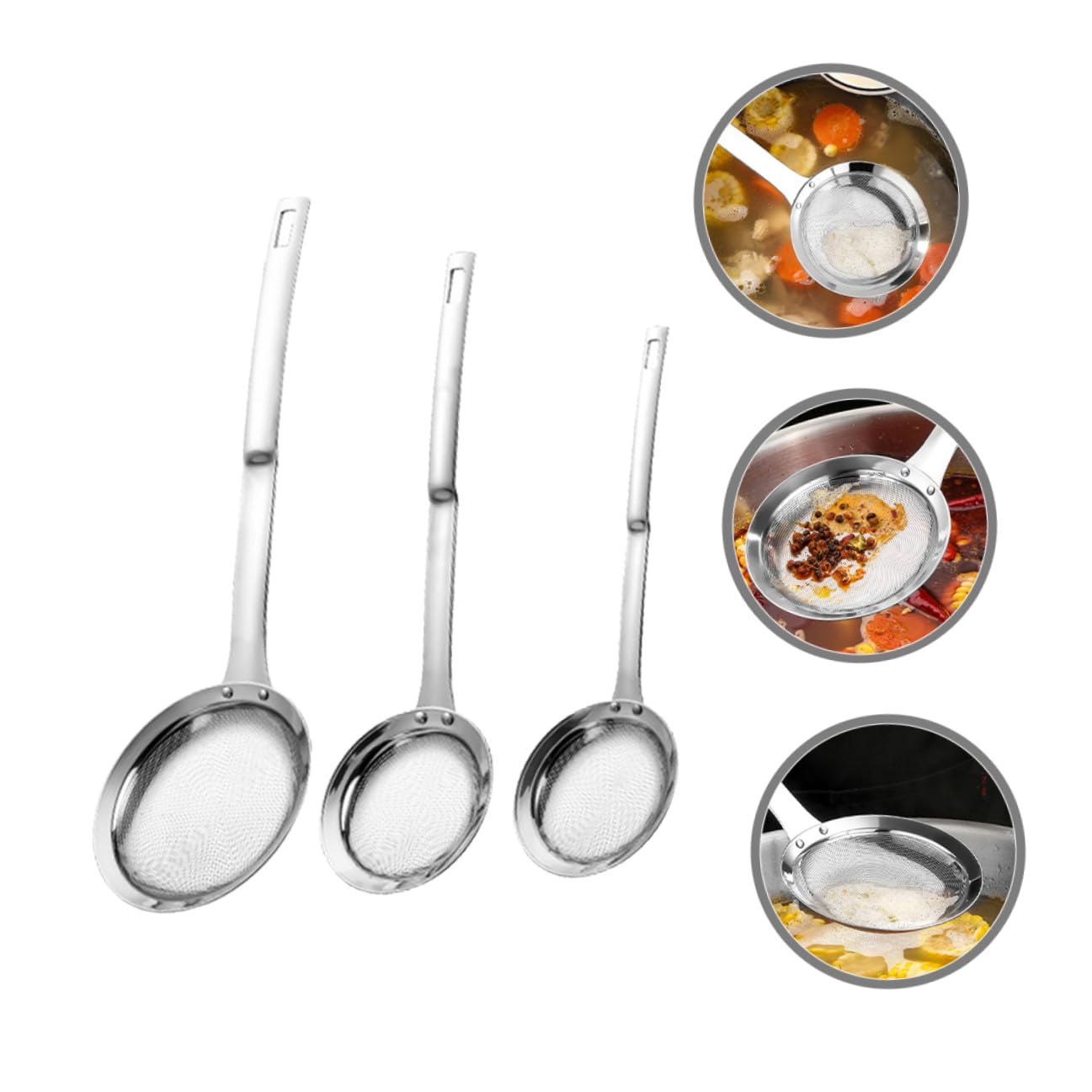Gadpiparty 3pezzi Setaccio Maglie Fini in Acciaio Inox Colino per Alimenti Setaccio per Farina per Dolci Colino per Cucinare Filtro per Succhi Utensili da Cucina