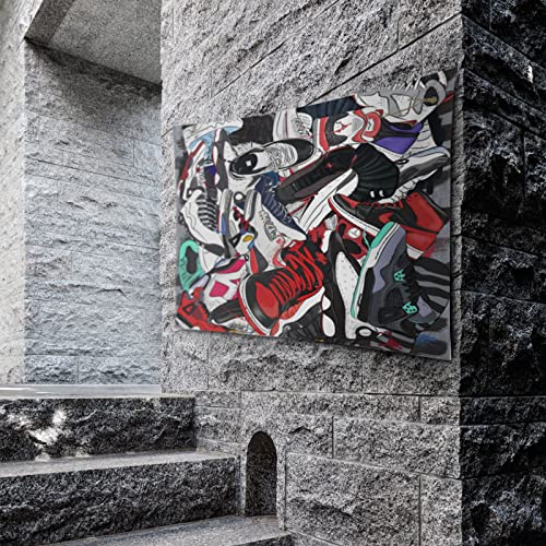 Etskom Sneaker Poster Tapestry Basketball Shoes Tapestry Sneaker Party Decorations Photo Backdrop Sport Tapestry For Men Teen Boys Wall Backdrop For Bedroom 36X48In #TOP4