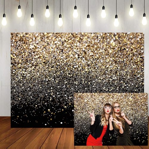 Fondo Negro y Dorado con Puntos 7x5ft para Decoración miniatura 1