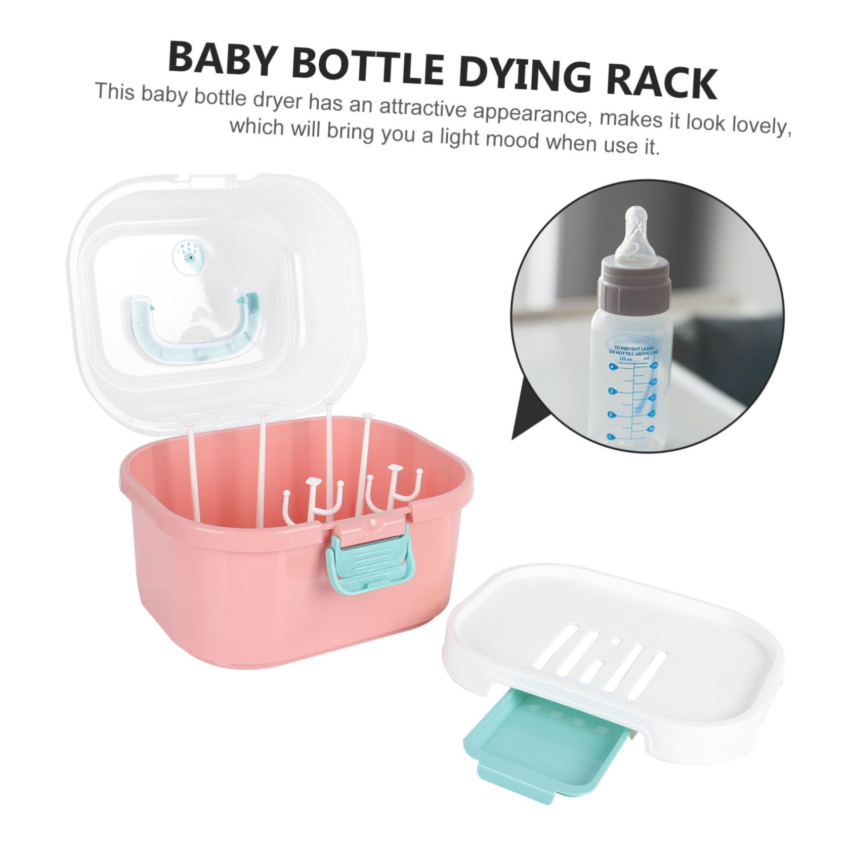 Estante Secado Biberones con Transparente y Bandeja Escurridor Reversible para Biberones y Tetinas Secador Botellas de Alta Capacidad para Bebés Diseño Duradero y Fácil Limpieza