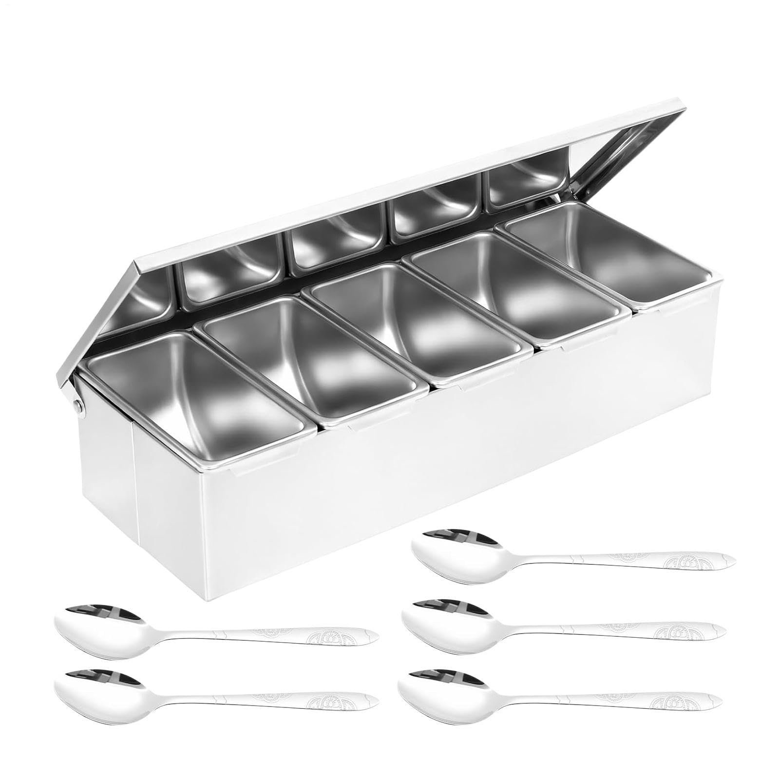 Gewürzbehälter aus Edelstahl mit Löffel | Gewürz-Organizer-Box für Hobbyköche, Kochliebhaber, Köche, Eltern, Schrank, Speisekammer, Wohnmobil, Wohnung