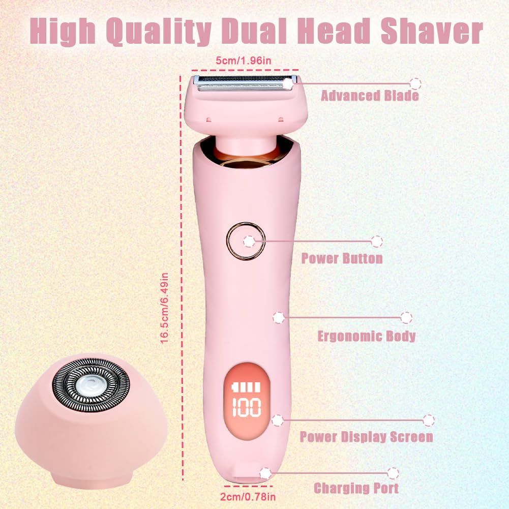 Bikini Trimmer for Women, Painless Electric Razors for Silk Skin, Rechargeable Ladies Shaver for Pubic Hair, Wet & Dry for Leg Arm Underarm Bikini Area, Gifts for Women