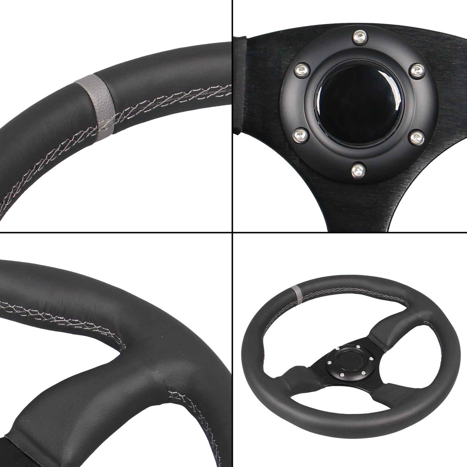 Amazon.com: 350mm Gray Stripe Racing Steering Wheel 6 Bolts