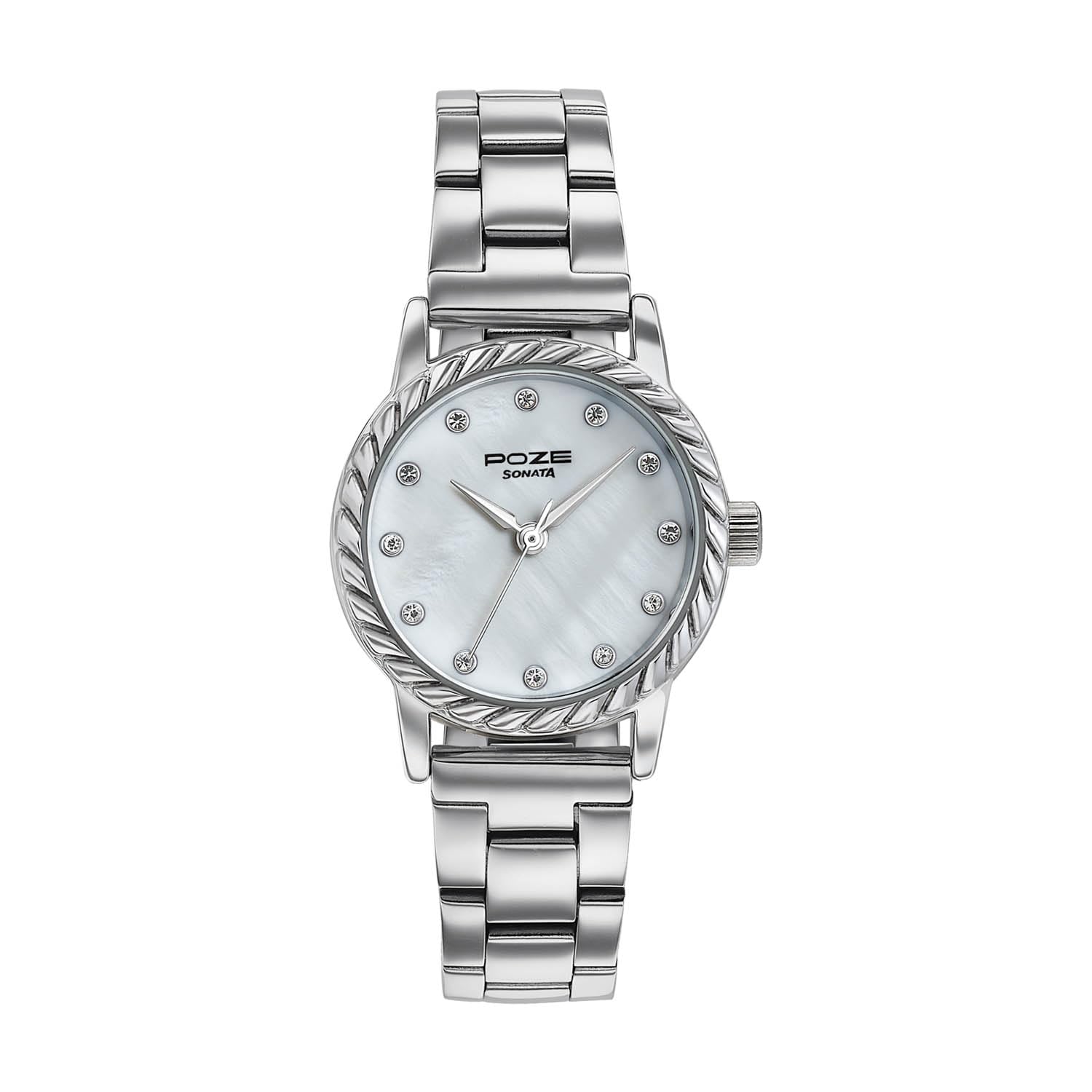 Sonata Poze 8 Quartz Analog with MOP White Dial Silver Solid Link Strap Watch for Women - SP80177SM01W-image-31