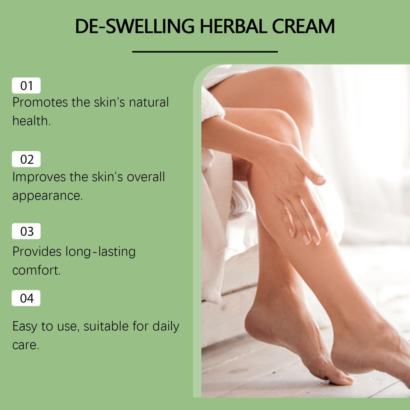 Crème Détox Lymphatique Her-Bal, Baume Naturel Hydratant Doux, Crème Anti-Gonflement Naturelle pour les Jambes, Lotion Apaisante Anti-Cellulite, Soulage les Poches