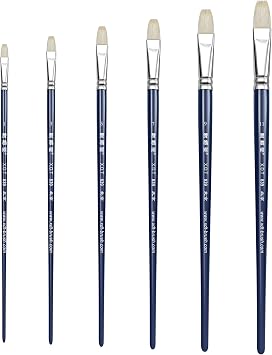 XDT#839 Bright Artist Paint Brush 6 Piece Set Medium Soft Goat Hair Extra Long Handle #1#3#5#7#9#11, Acrylic Oil Watercolor