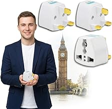KAVANA Type-G Plug Adapter UK Converter for Indian Plugs - (3pcs) India to UK Plug Adaptor for Hong Kong, UAE, Dubai, Singapore England Universal Travel Adapter Power Plug (Pack of 3)