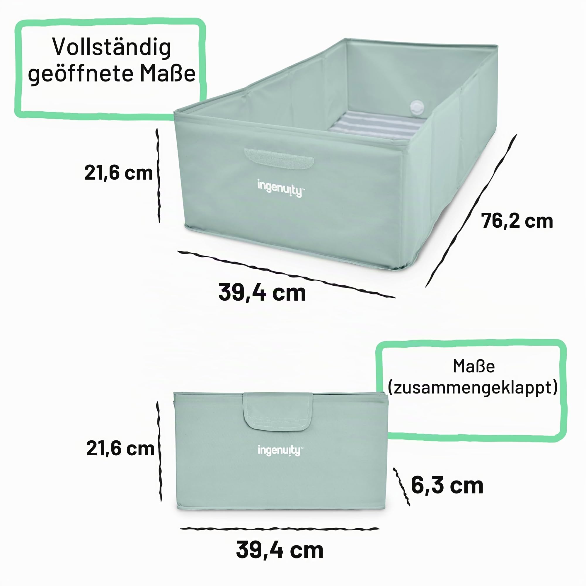 Ingenuity Tuckaway Faltbare Babybadewanne, Kleinkinderbadewanne, verwandelt Dusche in Badewanne, Zusammenklappbar, Leicht zu reinigen, Keine Montage erforderlich, 12M-5J