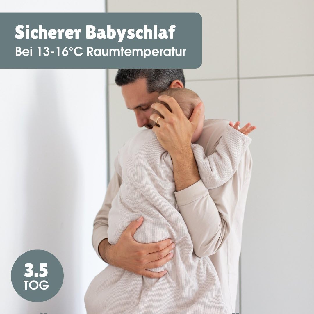emma & noah Baby Schlafsack 3.5 TOG, Strampelsack für den Winter, in vielen Farben, Bio-Baumwolle, Oeko-TEX Zertifiziert, Abnehmbare Ärmel, Schlafsack für Neugeborene (Essential Mint, 60 cm)