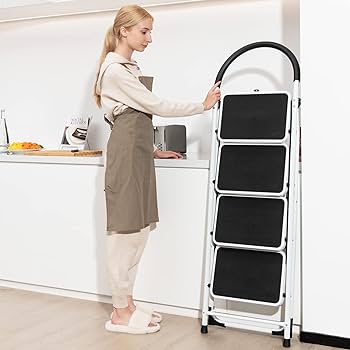 Goplus 4 Step Ladder, Folding Step Stool for Adults with Wide Non Goplus 4 Step Ladder, Folding Step Stool for Adults with Wide Non