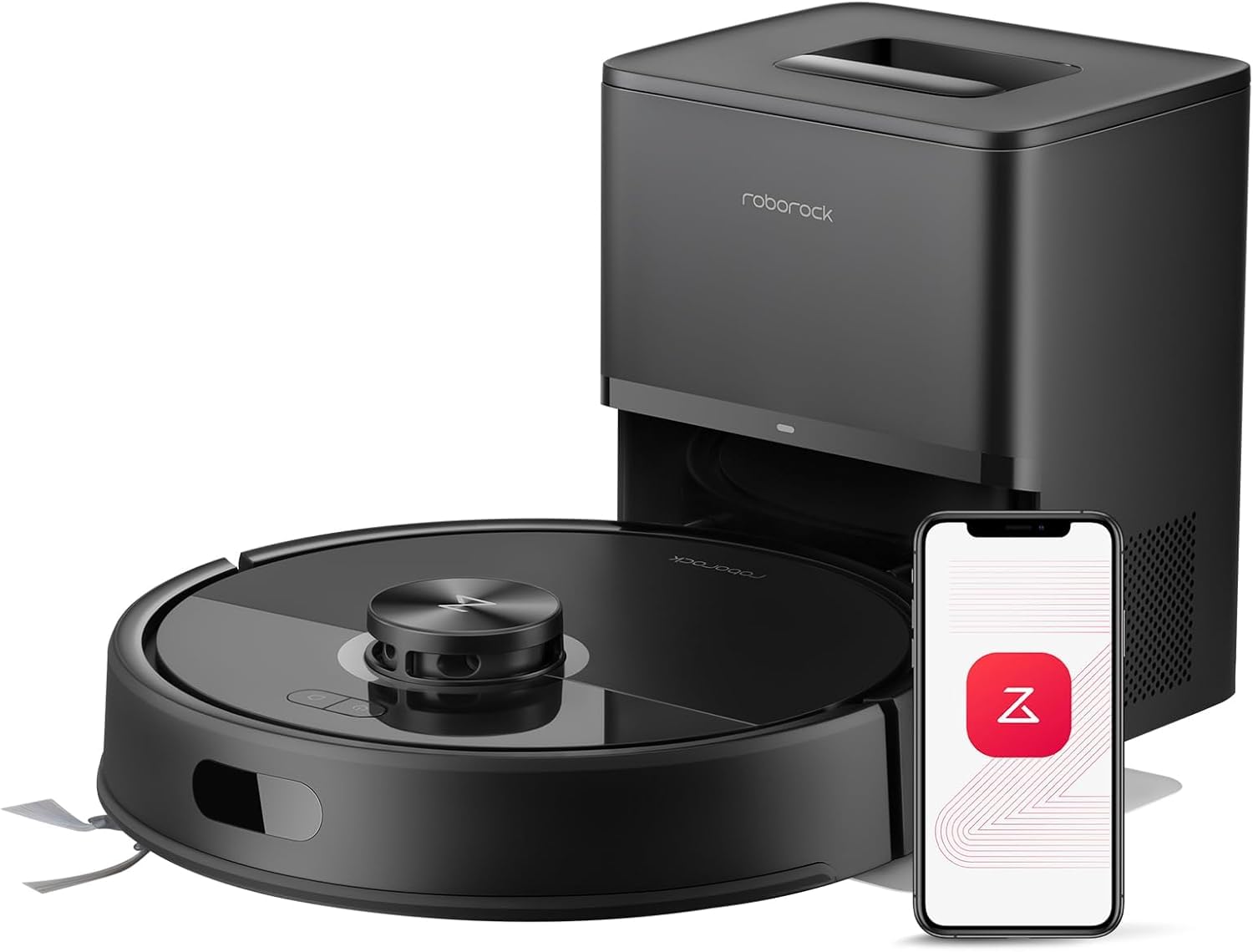 roborock Q7 TF+(Upgraded from Q5 Pro+) Robot Vacuum and Mop, 7 Weeks Self-Emptying, 10000Pa Suction, Dual Anti-Tangle System, for Pet Hair & Carpet, PreciSense LiDAR Navigation, App Control, Black Q7 TF+ Q5 Pro Upgraded version