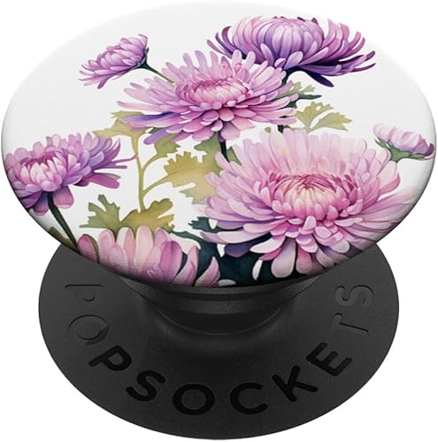 purple aster flowers watercolor PopSockets Standard PopGrip