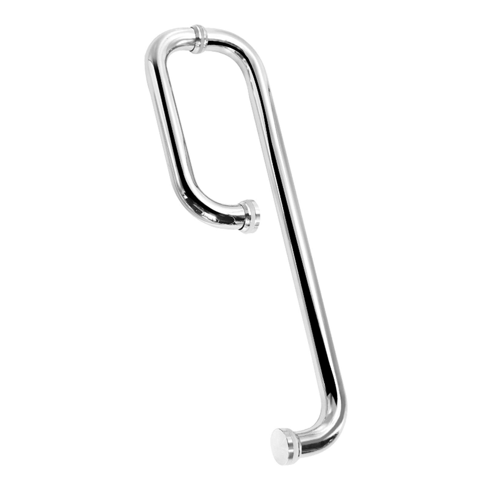 GYRAZXS Glass Door Handle for Shower Single Door, 304 Stainless Steel Bathroom Grab Bar Push and Pull Door Handle Replacement Parts (Size : 185mm+385mm)