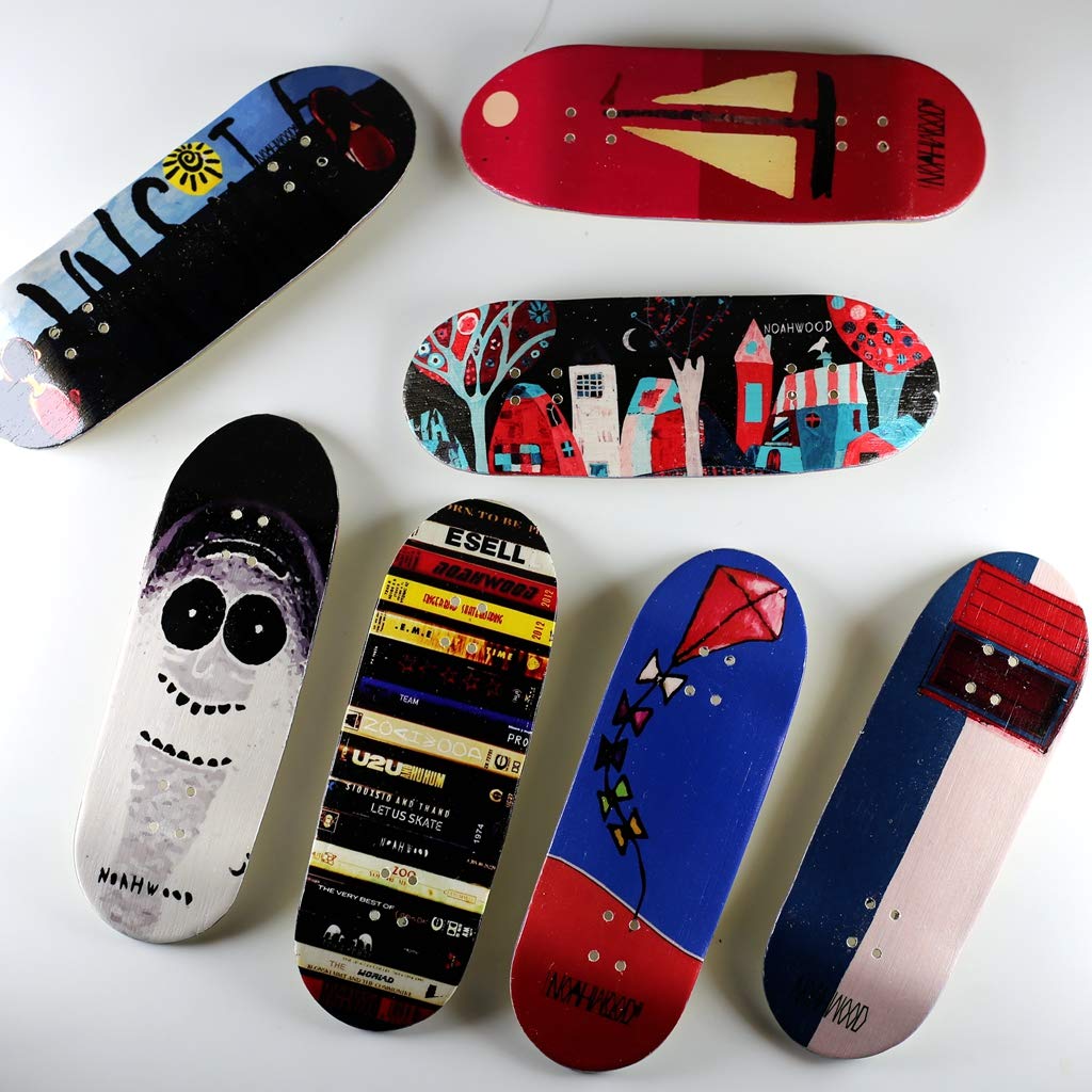 NOAHWOOD 8.0 Fingerboards Mini skateboard (NW8.0 360flip Deck) + (Trucks Update NW Prince 34 mm) + (UpdateNW Black Logo Handmade White Wheels) (100 x 34 mm) (Cerf-volant rouge)