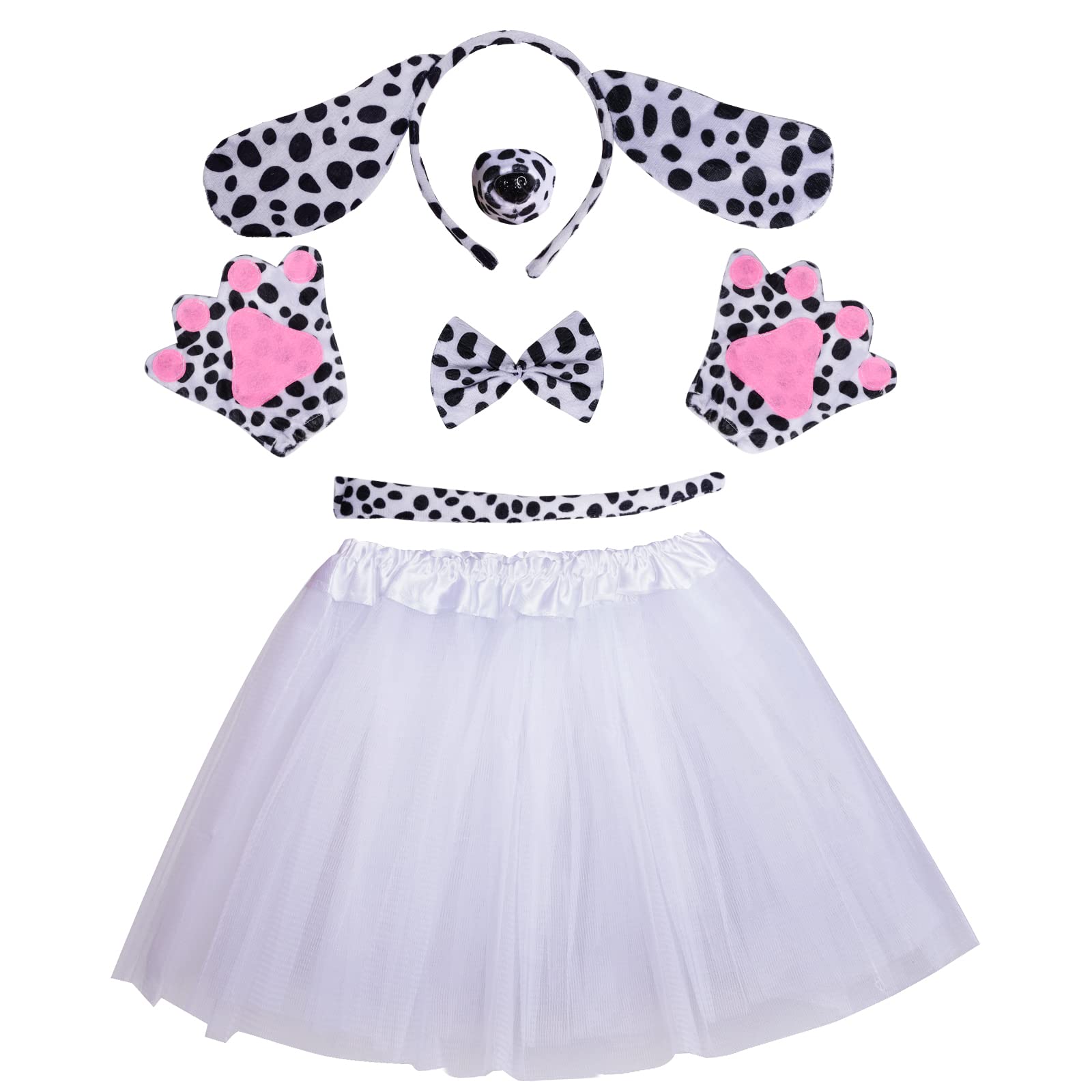 Dalmatian Costume Set For Kids – Dog Ears Headband, Bowtie, Tail & Tutu For Halloween & Cosplay - View #5