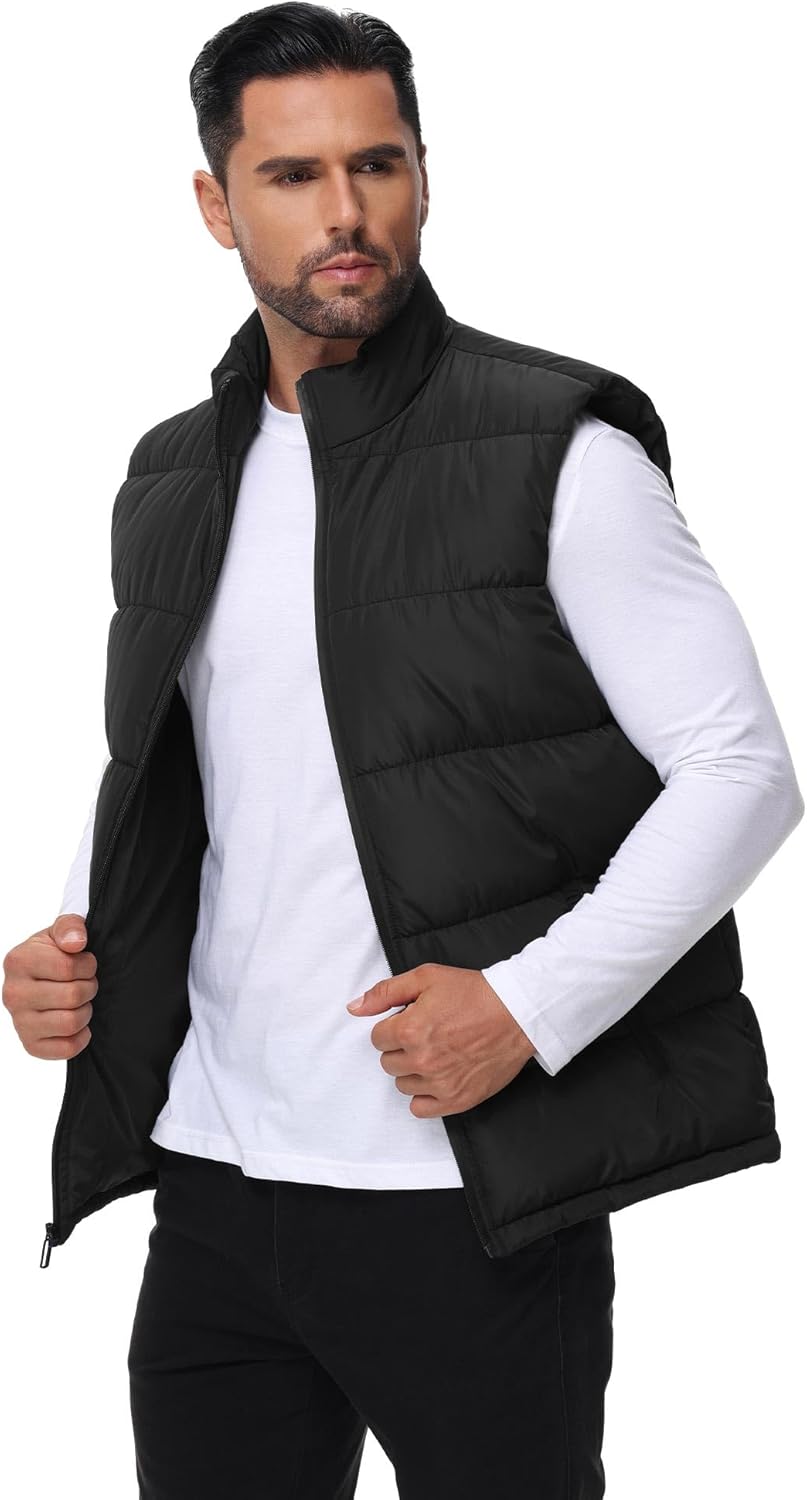 WHN Men's Puffer Vest Outerwear Winter Zipper Quilted Puffy Sleeveless Jacket Outdoor Size M to XXL - Image 6