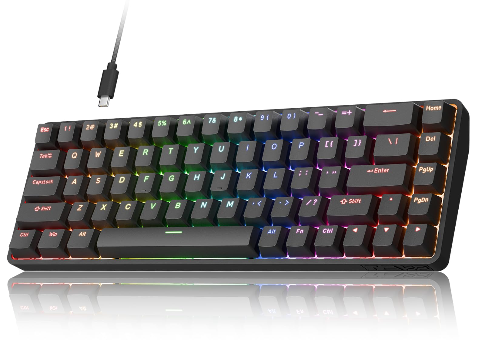 DIERYA DK68-C 60% Gaming HE Keyboard, Magnetic Switch Hot Swappable, Rapid Trigger, Adjustable Actuation, 8000Hz Polling Rate, RGB Backlit, Compact 68 Keys for Windows PC, Wired, Black
