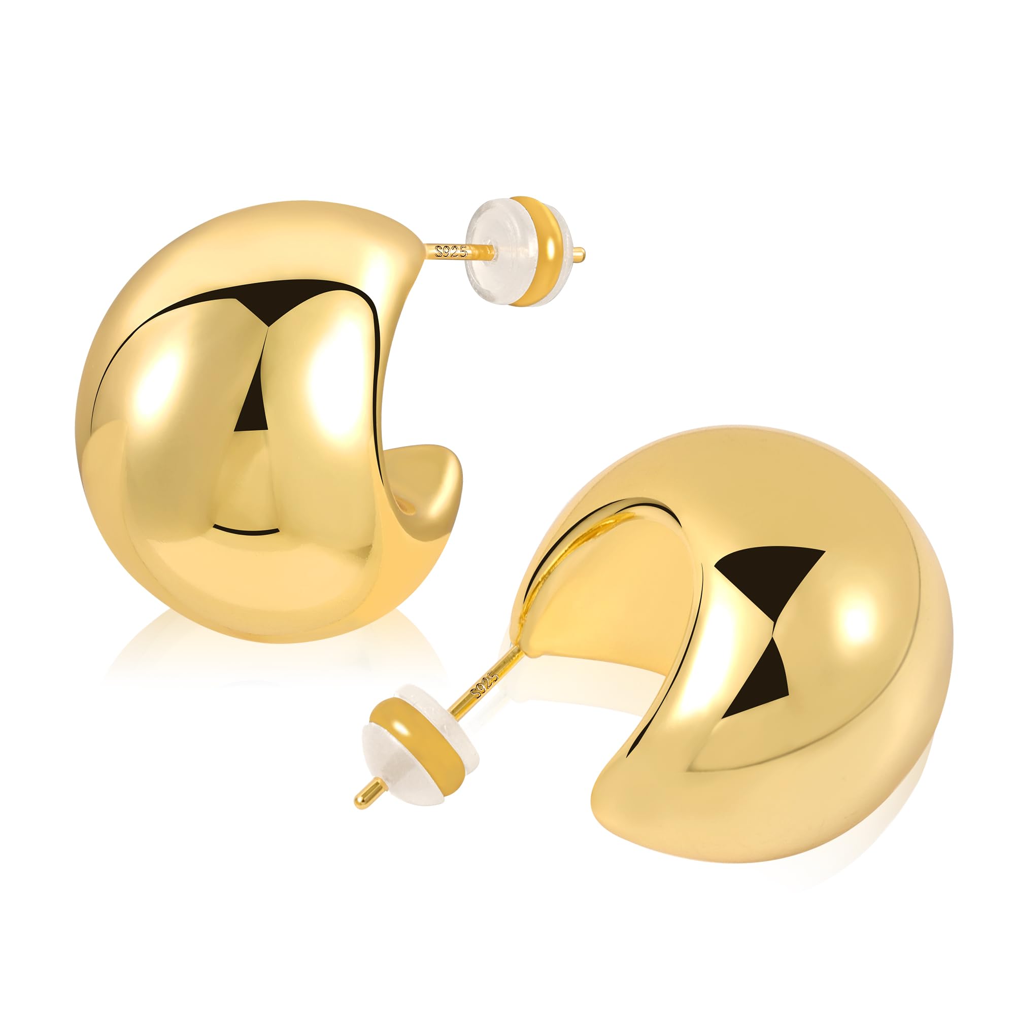 BOUTIQUELOVIN14K Dupes Earrings Gold Silver Hoop Earrings Women's Wide Earrings Gold Silver Gift for Women Girlfriend Mum Girls