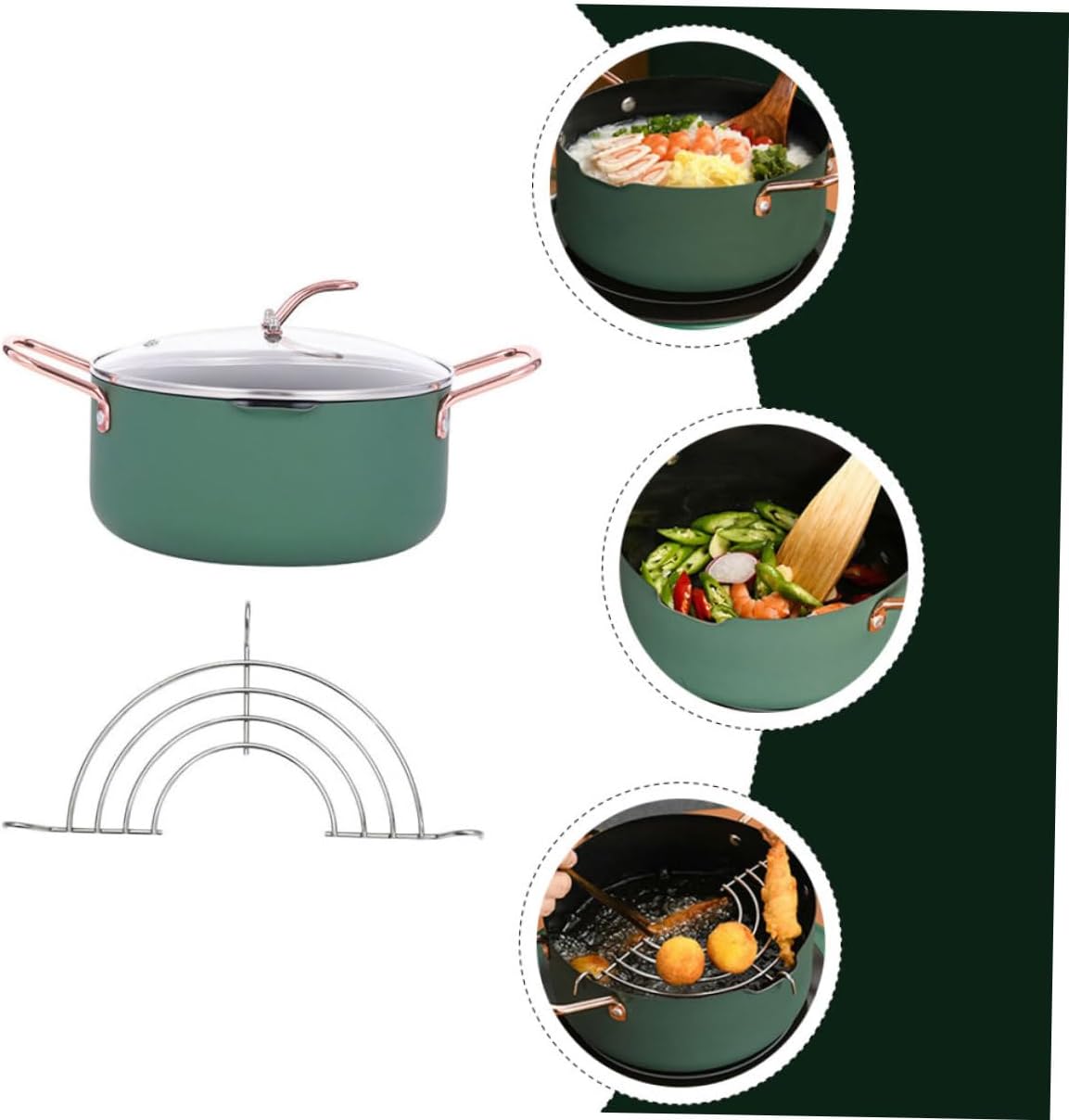 Nonstick Food Cooking Pot 20cm Soup Pot with Frying Rack Multifunctional Household Stockpot for Food Preparation Random Color