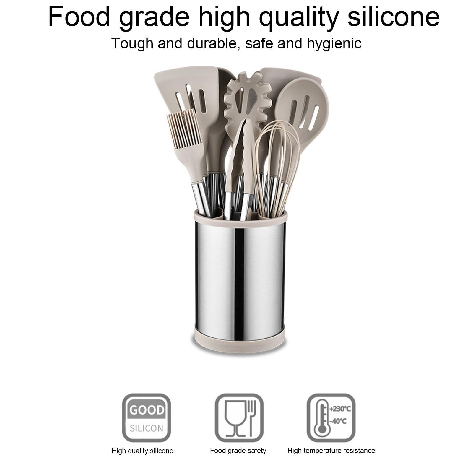 Set di utensili da cucina 12 pezzi di utensili da cucina per pentole | Kit Cucchiaio Spatola in Silicone e Acciaio , Utensili da Cucina per Pentole e Padelle