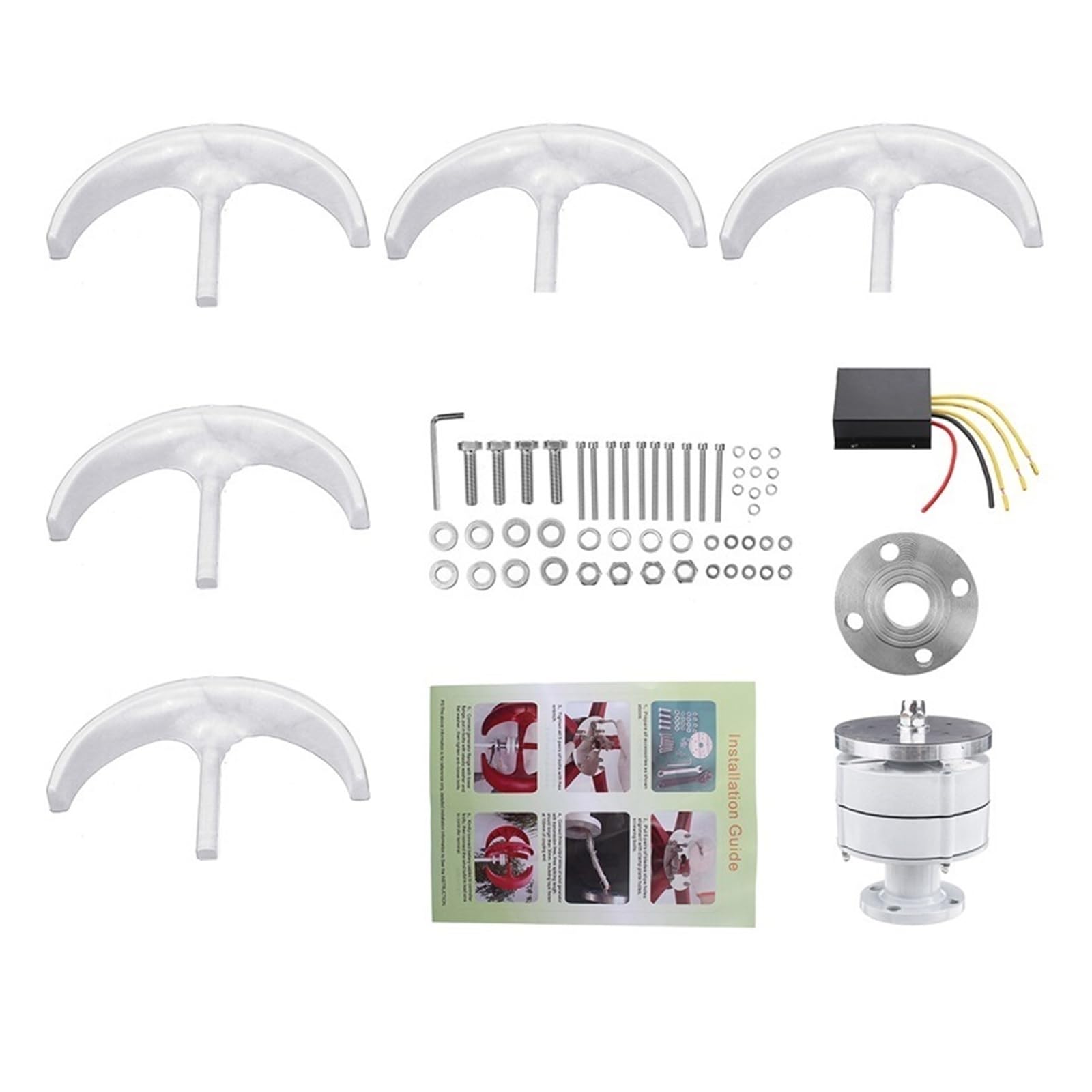 800W Vertikale Windturbine 12v 24V Achse Windgenerator Kleine Windmühle Freie Energie Mit MPPT Laderegler für Zuhause, Boot, Marine, Garten(White,Turbine Only,24V)