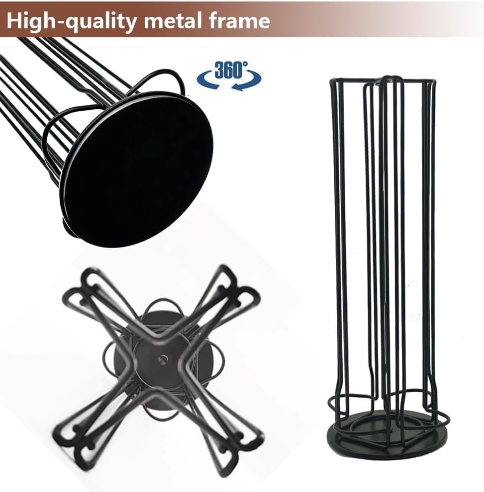 Miuly Coffee Capsule Holder For Nespresso Vertuoline, Coffee Capsule Stands Rotating Pod Rack holds 28 Nespresso Vertuo Pods, Black Black 28 Pods