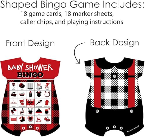 Miniatura 3 de Big Dot of Happiness Lumberjack - Channel The Flannel - Tarjetas y marcadores de bingo con imágenes - Juego de bingo con forma de baby shower a