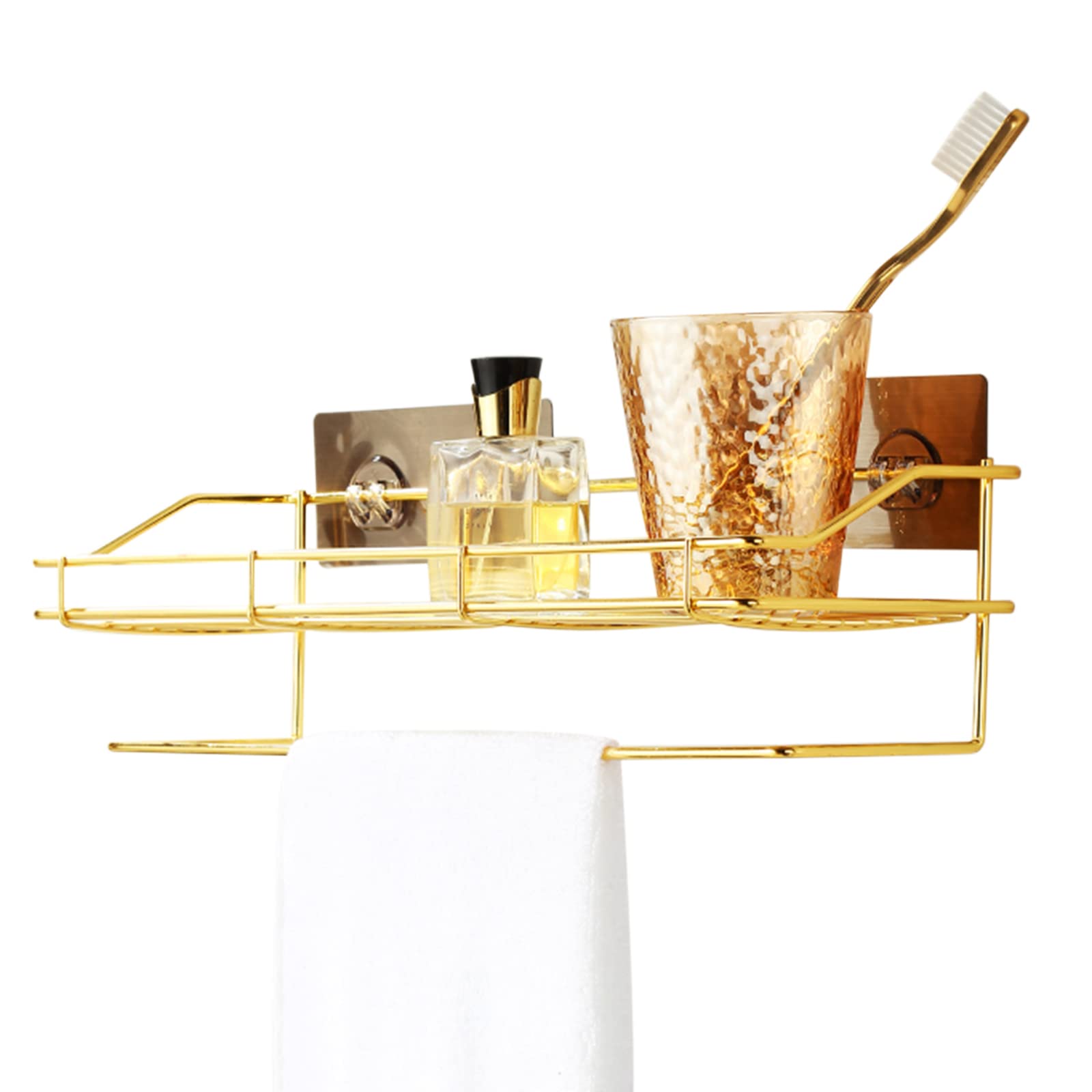 Organizador de ducha de acero inoxidable dorado sin taladro