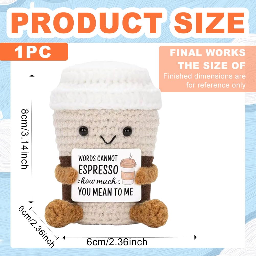 DiiWmme Handmade Emotional Support Crochet Coffee Cup Doll with Uplifting Cards - Image 2