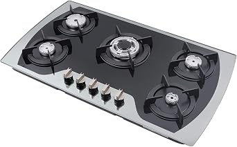 5 Burner Built-in Stainless Steel Gas Stove Top,30 Inch Gas Cooktop LPG/NG Gas Cooktop with 5 Adjustable Hob Burners for Commercial Household, AK-296