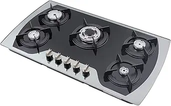 5 Burner Built-in Stainless Steel Gas Stove Top, 30 Inch LPG/NG Gas Cooktop with Adjustable Burners