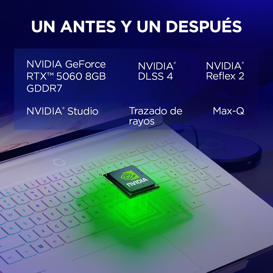 Lenovo Legion 7 Gen 10 – Portátil Gaming IA 16" OLED (Intel Core Ultra 7 255HX, NVIDIA GeForce RTX 5060, 240Hz, 32GB RAM, 1TB SSD, Wi-Fi7, Sin Sistema Operativo) QWERTY RGB Español - Blanco Glaciar