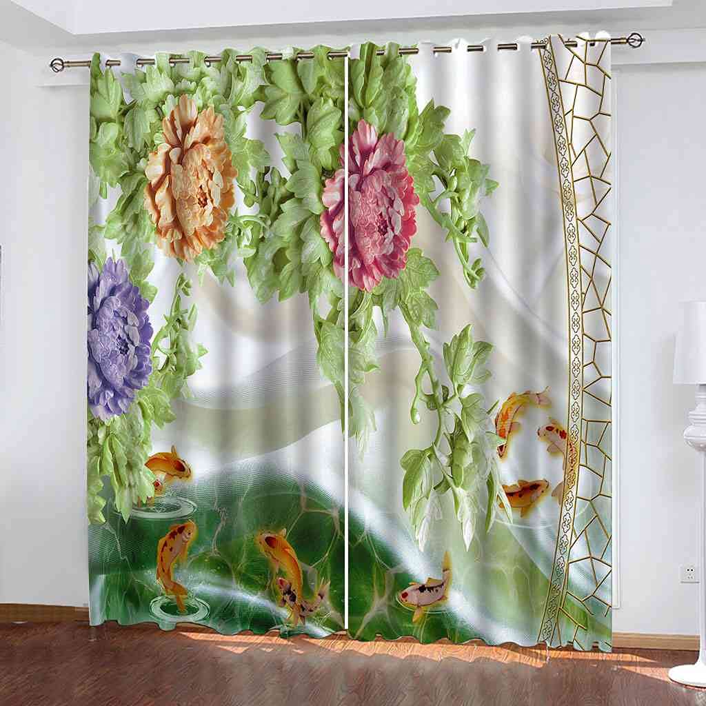Rideau occultant pour chambre d'enfants et salon, protège du froid et du bruit motif pivoine