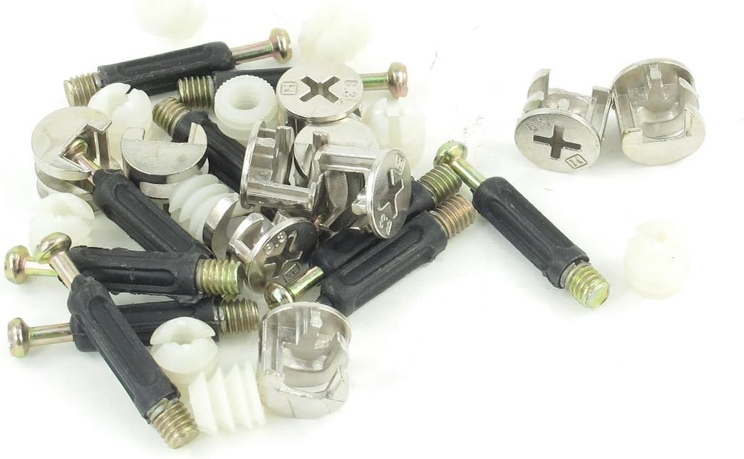 URBEST 10 Sets Furniture Side Connecting 15 x 12mm Cam Fitting Dowel Pre-Inserted Nut