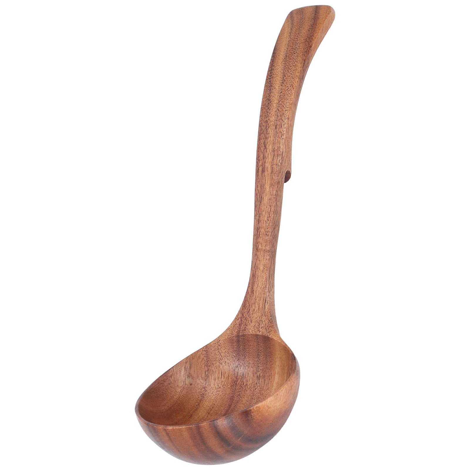 Gavigain Wooden Ladle 3 fl oz Long Handle Soup Spoon Kitchen Scoop Utensil for Serving & Cooking Large