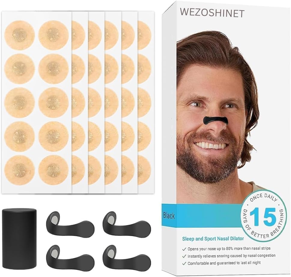 WEZOSHINET Breathing Nasal Strip Starter Kit (30 Count, Black) - Boost Oxygen Intake, Reduce Snoring, Improve Sleep Quality - Sweat Resistant, Skin Safe Nasal Strips - Extra Strength Snoring Solution-image-31