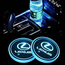 レクサス ドリンクホルダー LEDコースター カップホルダー IS LX LC CT ES GS LS EX HS NX RX LX 光る 明るさセンサー 自動点灯消灯 イルミネーション 車内 車載 車用 丸型 ボトルコースター ライトパッド マット 2個セット (レクサス)