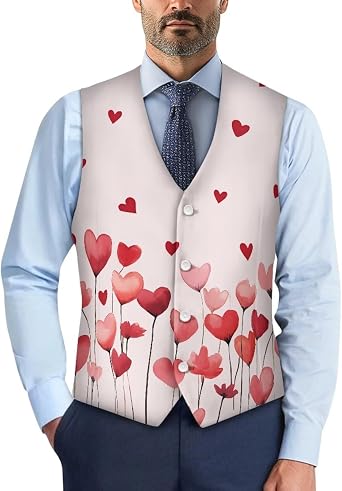 Suit Vest for Men Big and Tall V-Neck Formal Vest Slim Fit Button Waistcoat Vests