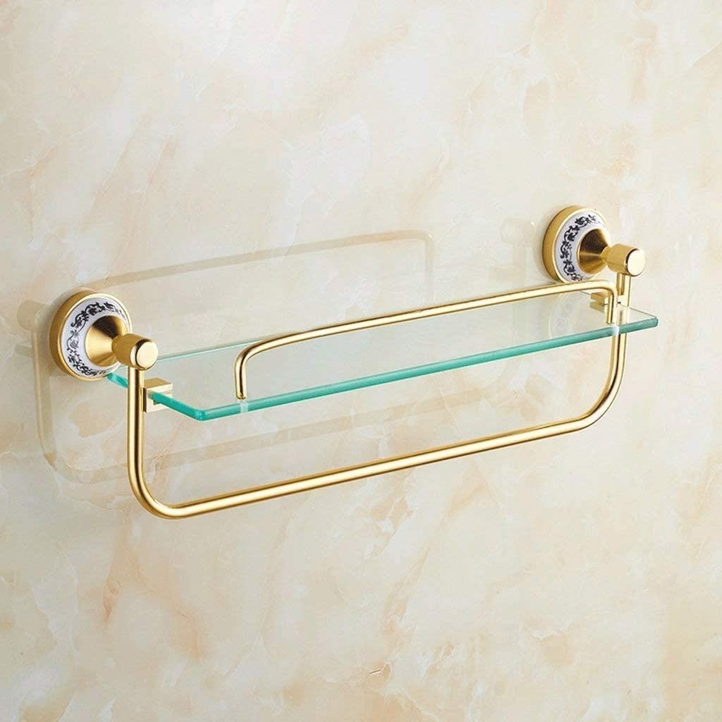 KEFFOR Bathroom Glass Corner Shelf with Towel Bar Wall