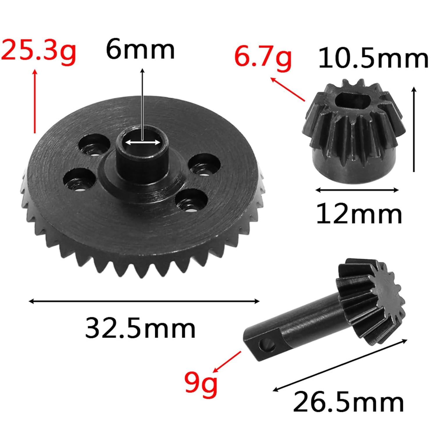 37T Ring and 13T Pinion Gears for Rear Front Differentials RC 13T 37T Differential Gearbox Straight Grain Gears Set Hardened Steel Upgraded Part for Traxxas 1/10 Ford Hoss Slash, Stampede, Rustler