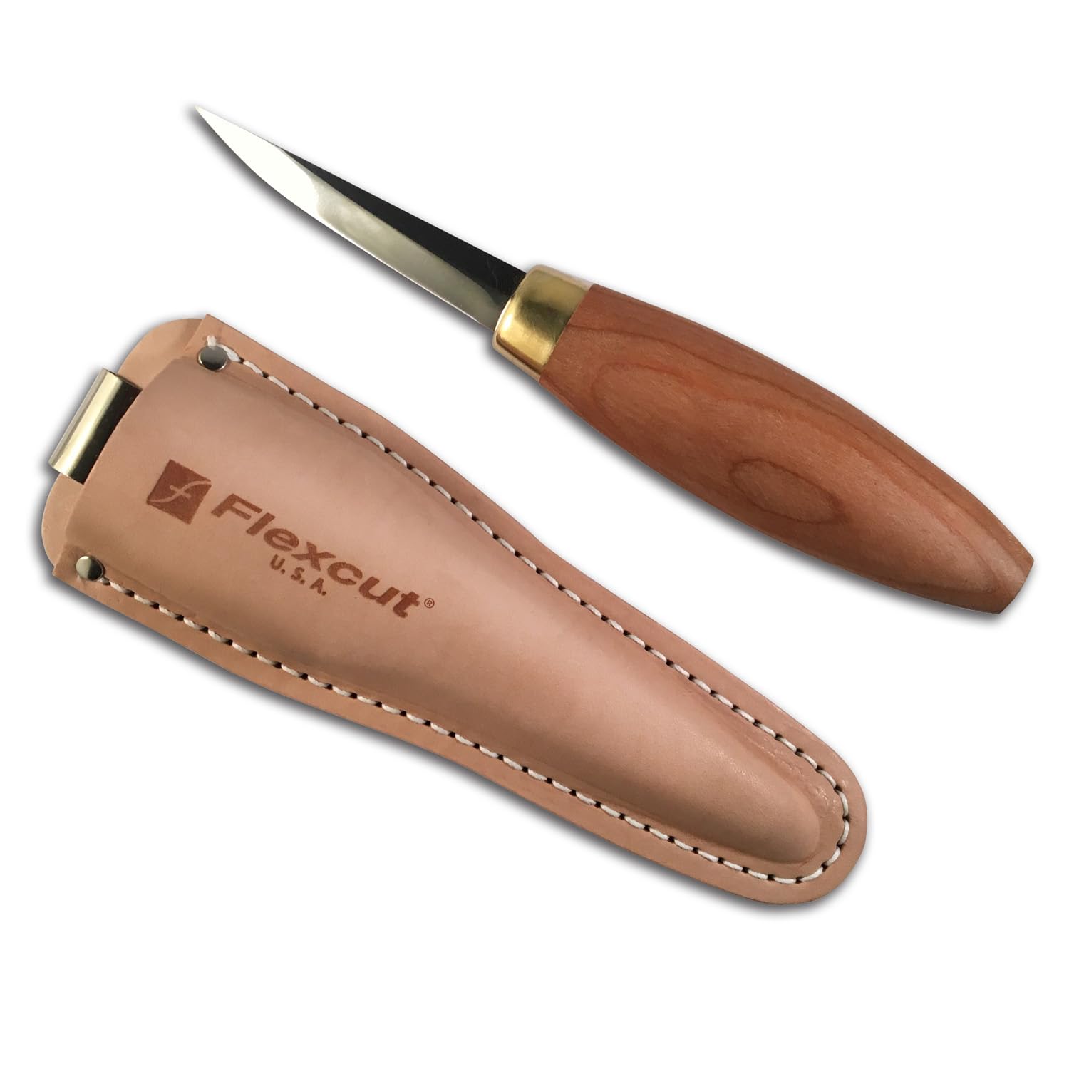 FLEXCUTSloyd Knife KN50, 1095 High Carbon Steel Blade, 7 1/2 inch Overall Length, 2 7/8 inch Blade, Cherry Hardwood Handle, Made in USA